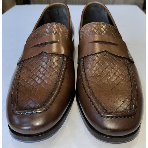 Mens Authentic To Boot New York “DANTE” Woven Leather Loafers Cognac US‎ 8M NEW main image 9